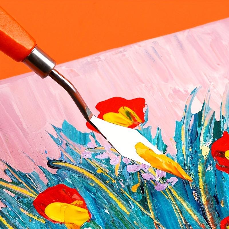 3 Pcs Painting Set Wooden Handle Gouache Acrylic Paint Tools