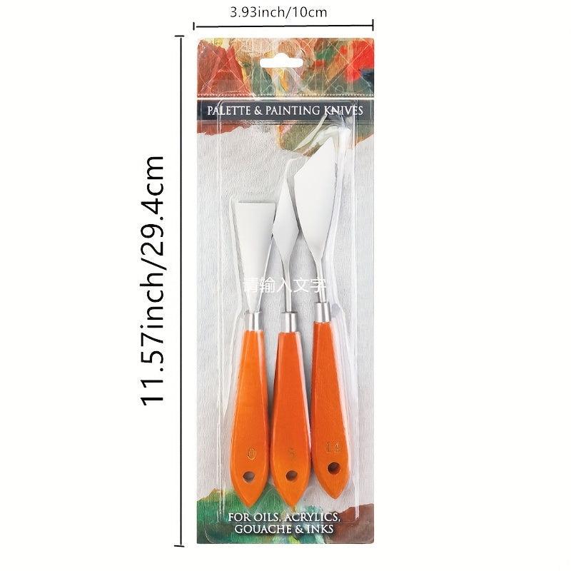 3 Pcs Painting Set Wooden Handle Gouache Acrylic Paint Tools