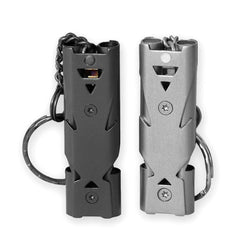 Outdoor Portable High Decibel Keychain Whistle Stainless Steel Double Pipe