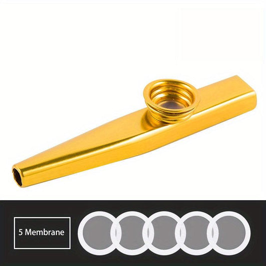 Metal Kazoos With 5 Extra Membranes - Easy to Learn Musical Instruments