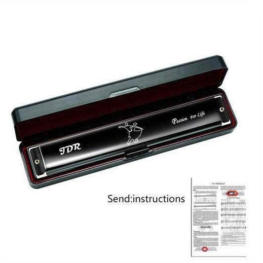 C Tune 24 Hole Harmonica for Beginners - Double Reed Instrument for Adults & Chi