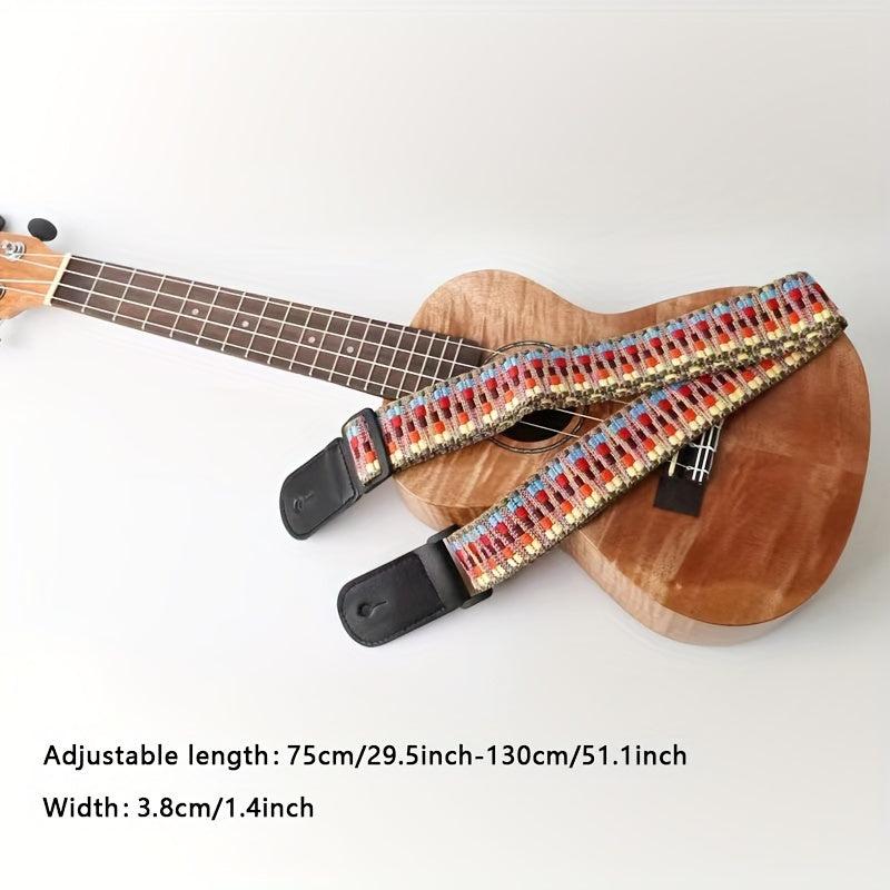 Rainbow Ukulele Strap Diagonal Small Guitar Braided Ethnic Style Strap
