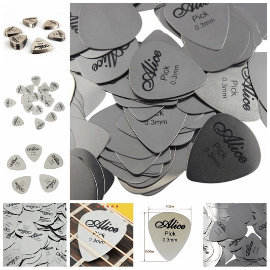 5/10pcs Metal Guitar Pick 0.3mm Thin Silver Bass Ukelele Picks