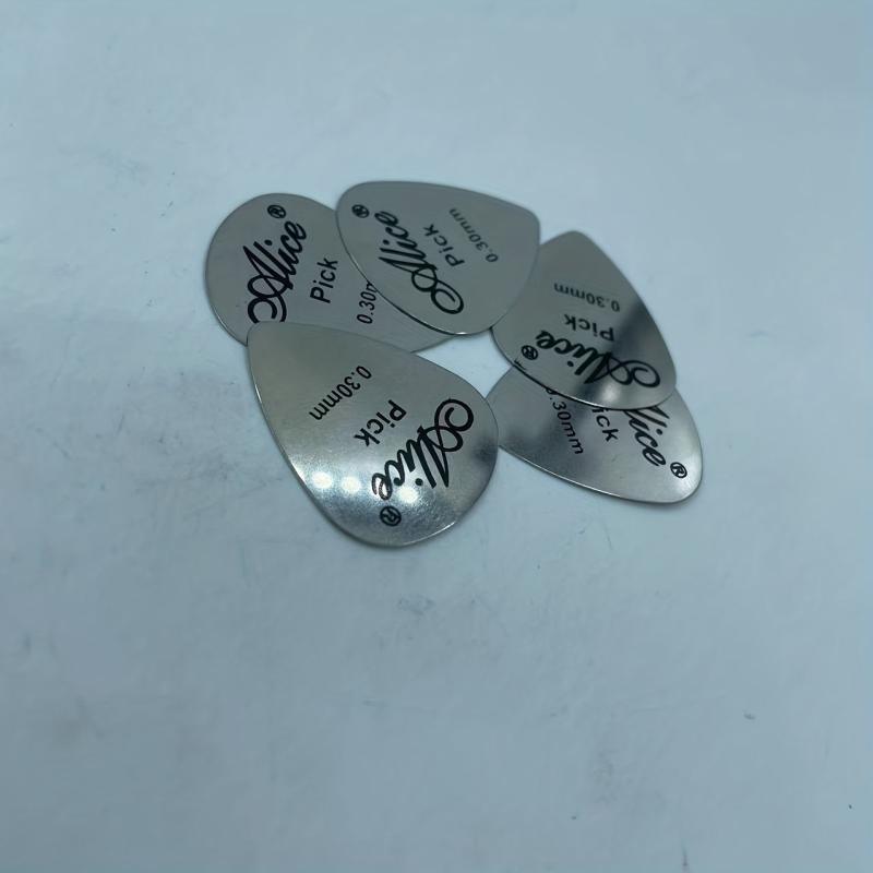 5/10pcs Metal Guitar Pick 0.3mm Thin Silver Bass Ukelele Picks
