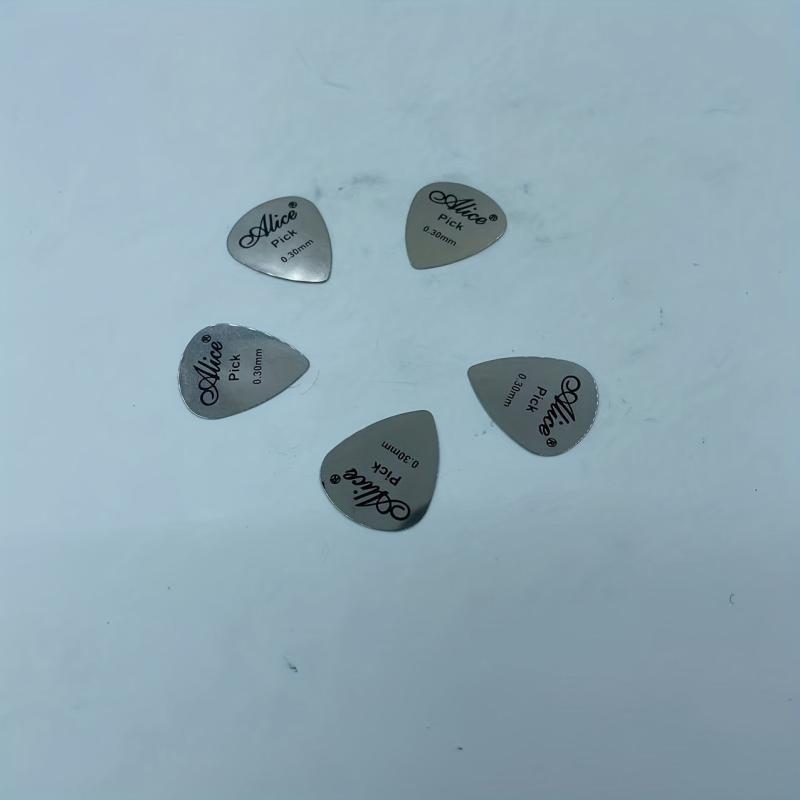 5/10pcs Metal Guitar Pick 0.3mm Thin Silver Bass Ukelele Picks
