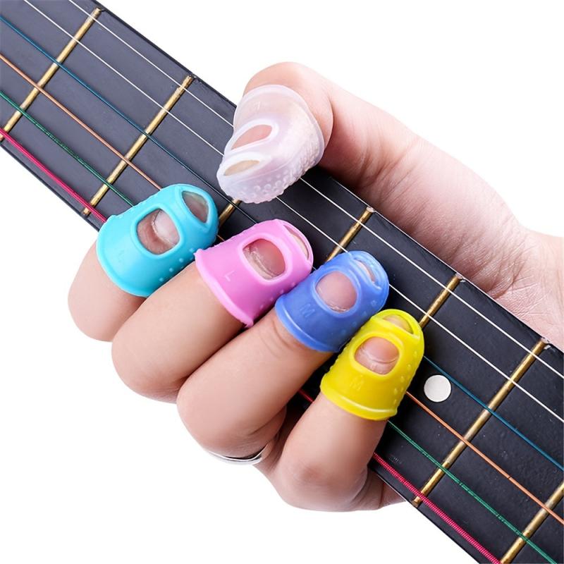 4pcs Silicone Finger Guards Guitar Fingertip Protectors Non Slip Finger Sets