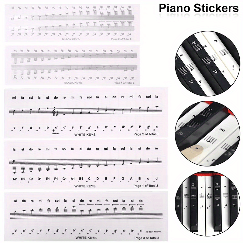 Piano Keyboard Sticker Set for 32-88 Keyboards Enhances Learning and Playing