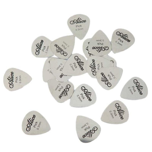 10pcs Silvery Guitar Picks 0.3mm Thin Durable Bass Ukelele