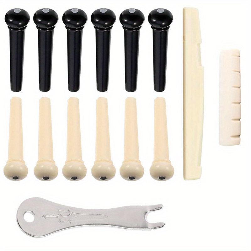 12pcs Acoustic Guitar Bridge Pins and Puller Set Easy Replacement Parts