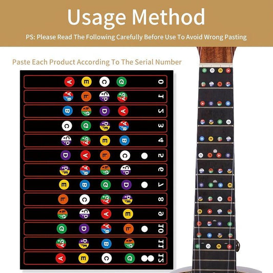 Ukulele Fingerboard Stickers for Fast Learning - 23in & 26in Ukuleles