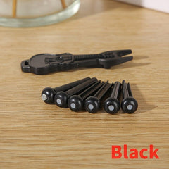 6pc Plastic Guitar Bridge Pins Set with Puller Tool for Easy String Replacement