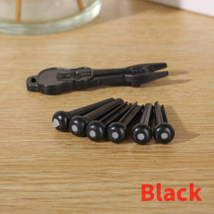 6pc Plastic Guitar Bridge Pins Set with Puller Tool for Easy String Replacement