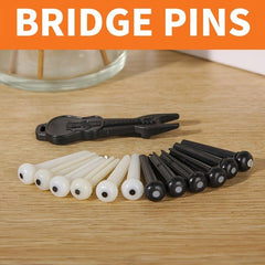 6pc Plastic Guitar Bridge Pins Set with Puller Tool for Easy String Replacement