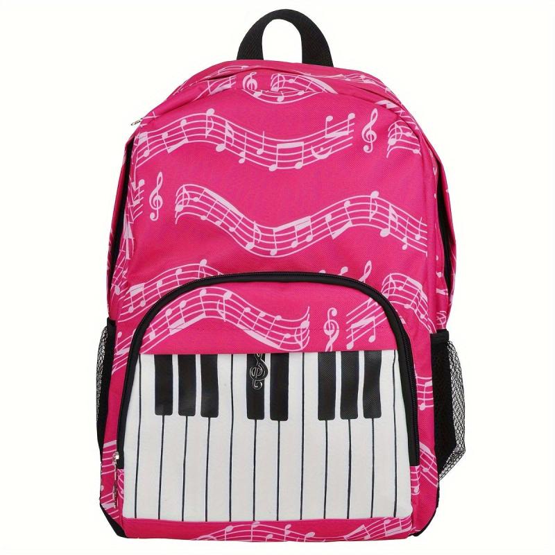 Piano Keys Music Note Backpack Waterproof Oxford Cloth Outdoor Travel Backpack
