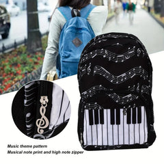 Piano Keys Music Note Backpack Waterproof Oxford Cloth Outdoor Travel Backpack