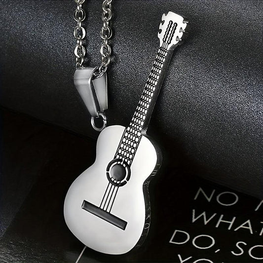 Titanium Steel Guitar Necklace Pendant Music Gift