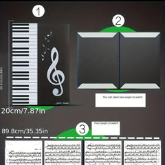 Piano Music Sheet Clip A4 Size Trifold Durable Lightweight