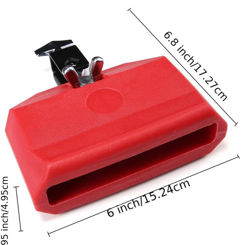 Red Plastic Percussion Block and Cowbell Drum Instrument