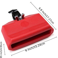 Red Plastic Percussion Block and Cowbell Drum Instrument