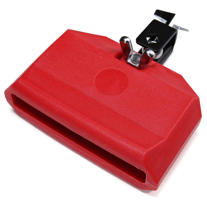 Red Plastic Percussion Block and Cowbell Drum Instrument