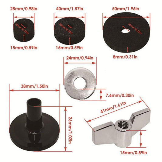 23pcs Drum Set Cymbal Felt Washer Replacement Parts Musical Accessories