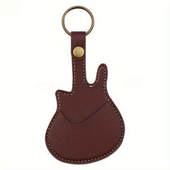 Artificial Leather Guitar Pick Key Chain + 5pcs 0.46mm Picks