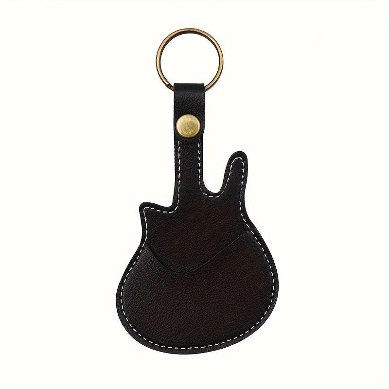 Artificial Leather Guitar Pick Key Chain + 5pcs 0.46mm Picks