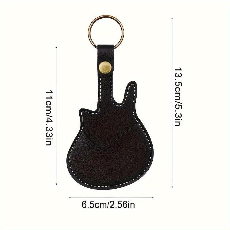 Artificial Leather Guitar Pick Key Chain + 5pcs 0.46mm Picks