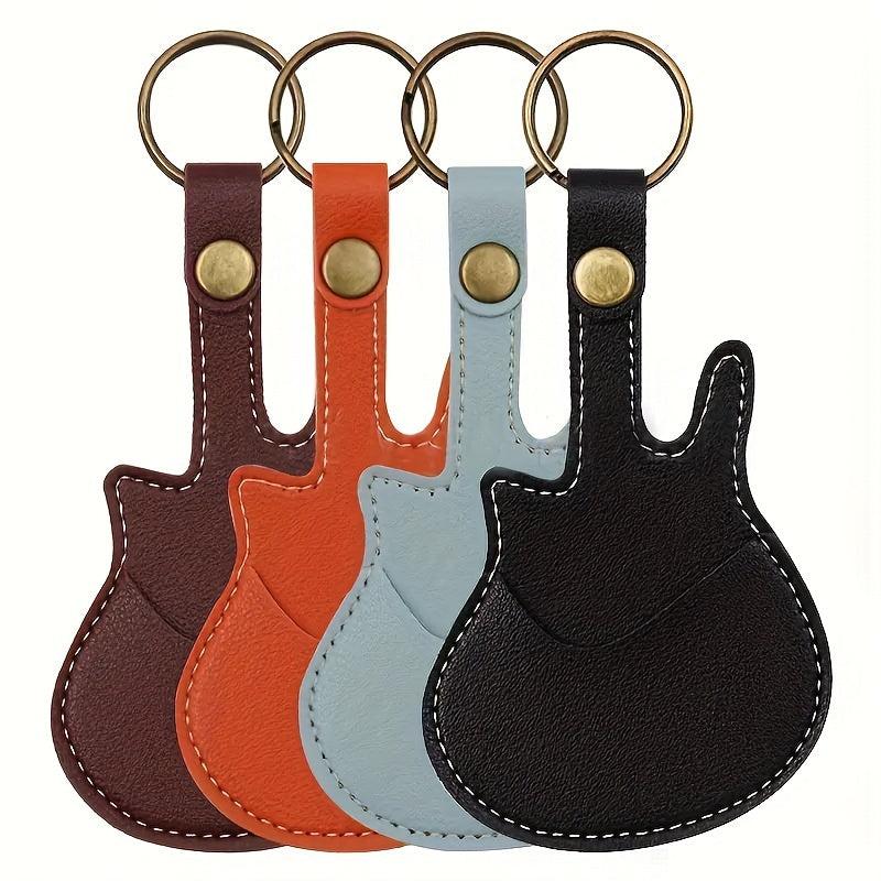 Artificial Leather Guitar Pick Key Chain + 5pcs 0.46mm Picks