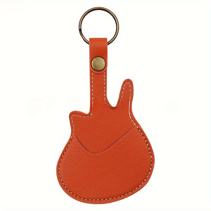 Artificial Leather Guitar Pick Key Chain + 5pcs 0.46mm Picks