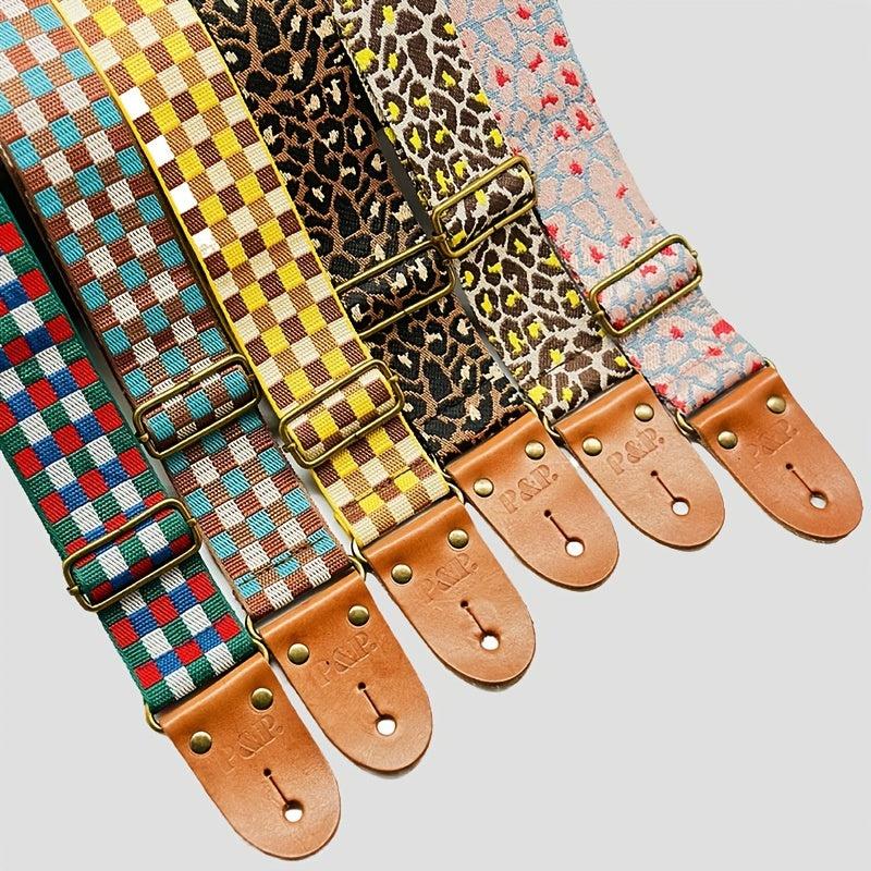 PU Leather Strap Checker For Acoustic Guitar