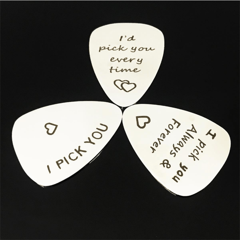 I PICK YOU Stainless Steel Guitar Pick  Stylish Music Decoration