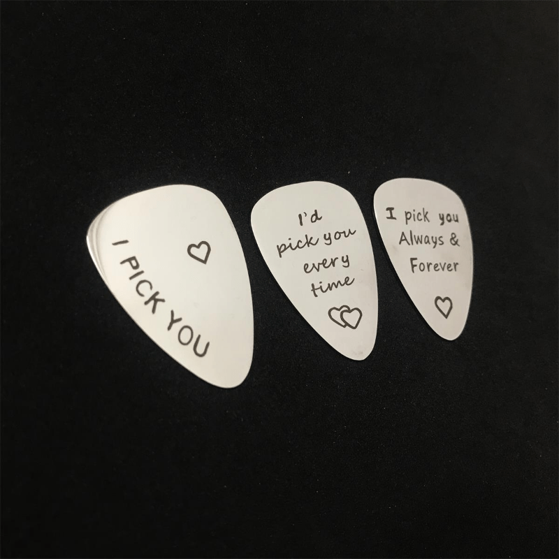 I PICK YOU Stainless Steel Guitar Pick  Stylish Music Decoration