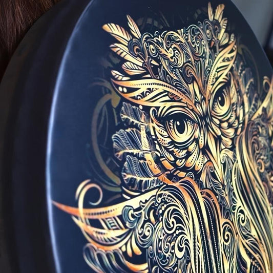 Handcrafted Siberian Owl Shamanic Drum Set for Journeying
