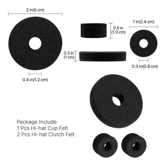 Cymbal Replacement Accessories: Felts, Clutch, Sleeves, Nuts, Washer