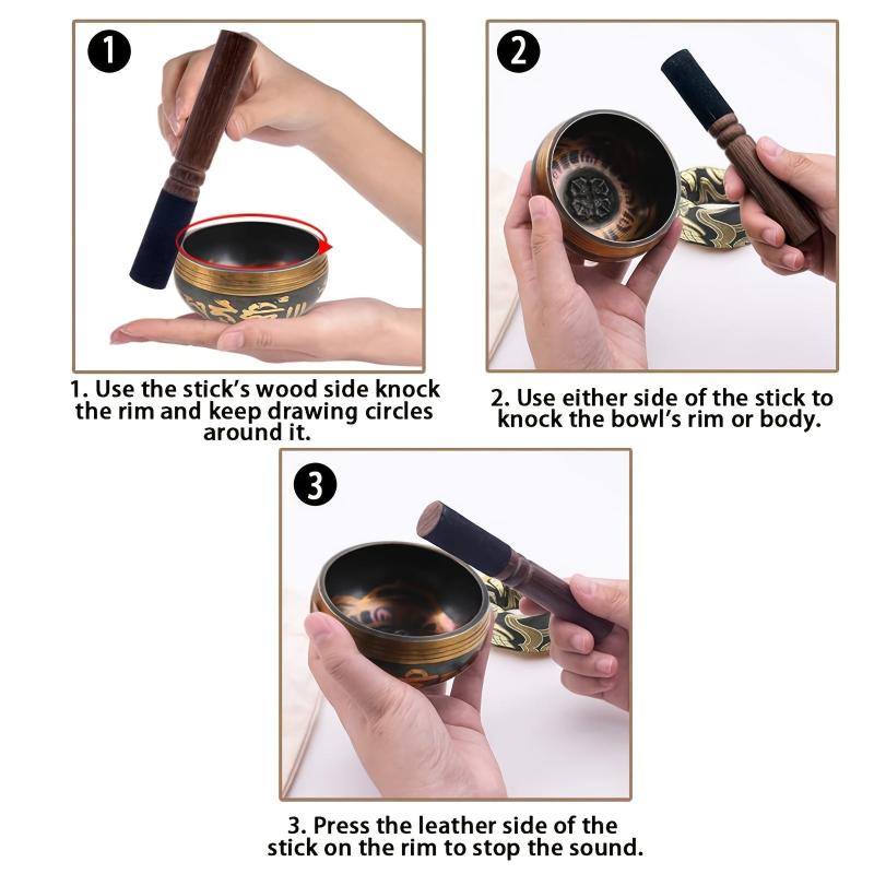 8 cm Singing Bowl Set Handcrafted in Nepal for Healing and Mindfulness