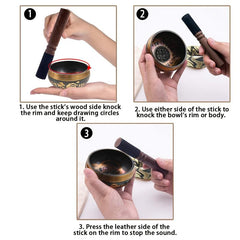 8 cm Singing Bowl Set Handcrafted in Nepal for Healing and Mindfulness