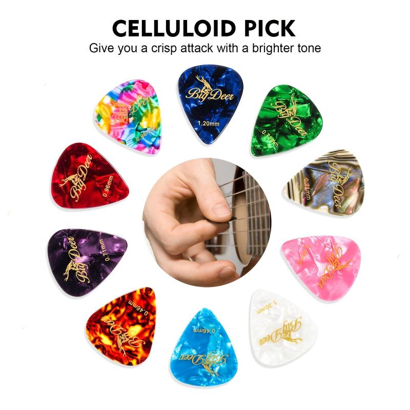 BigDeer 12 Pack Guitar Picks Celluloid 0.46mm-2.0mm Plectrums