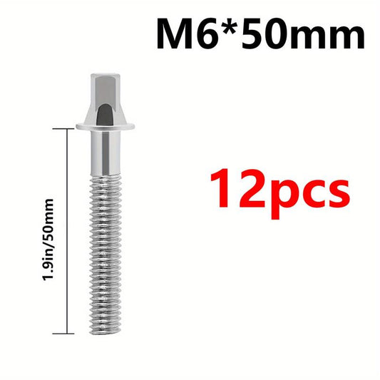 12pcs Drum Tight Screw Tension Rods Percussion Replacement Accessory