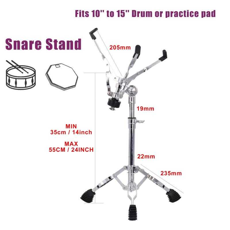 Heavy Duty Snare Drum Stand Double Braced Percussion Hardware Kit