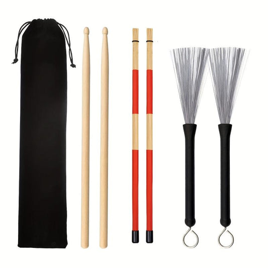 5A Maple Drum Sticks Set Drum Rods Brushes Drumsticks Gift Sets