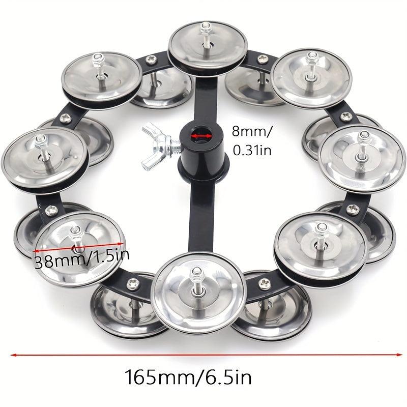 Double Row 16 Pair Stainless Steel Jingles Drum Set Tambourine