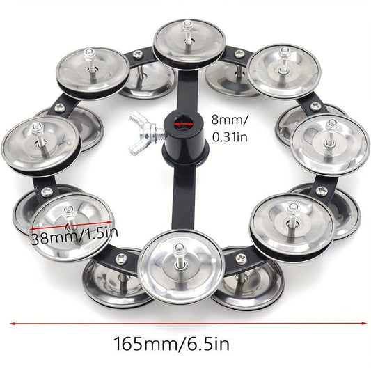 Double Row 16 Pair Stainless Steel Jingles Drum Set Tambourine