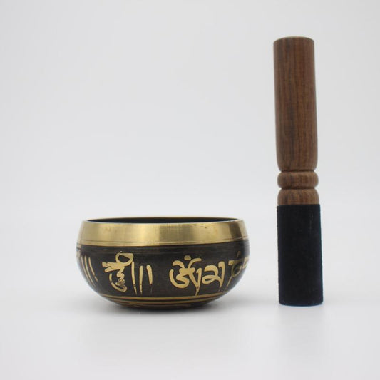Folk Percussion Singing Bowl Set with Faux Leather Stick and Circle Pad