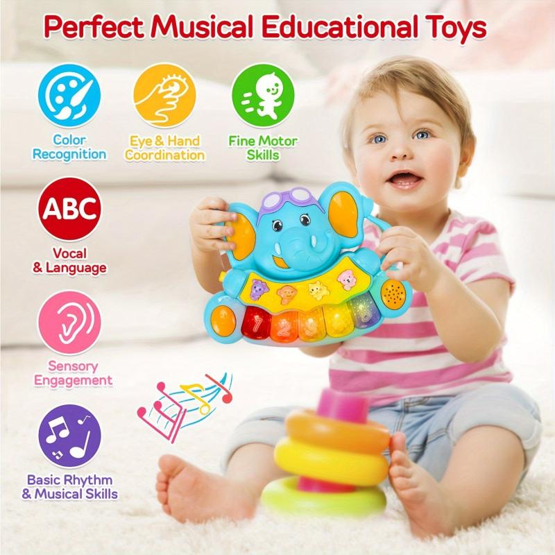 Baby Elephant Music Piano Cartoon Shape Multiple Buttons With Multiple Music