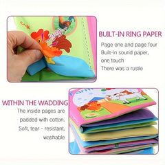 4pcs Baby Cloth Book English Animal Car Fruit Cognitive Book
