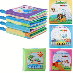 4pcs Baby Cloth Book English Animal Car Fruit Cognitive Book