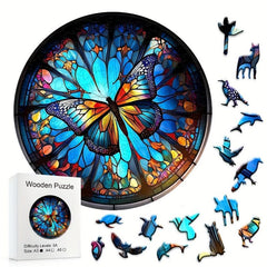 Colorful Butterfly Wooden Puzzle Toy - Irregular Animal Shape Brain Teaser