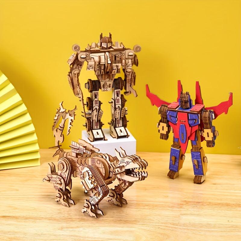 3D Mecha Jigsaw Puzzle Wooden Robot Toy