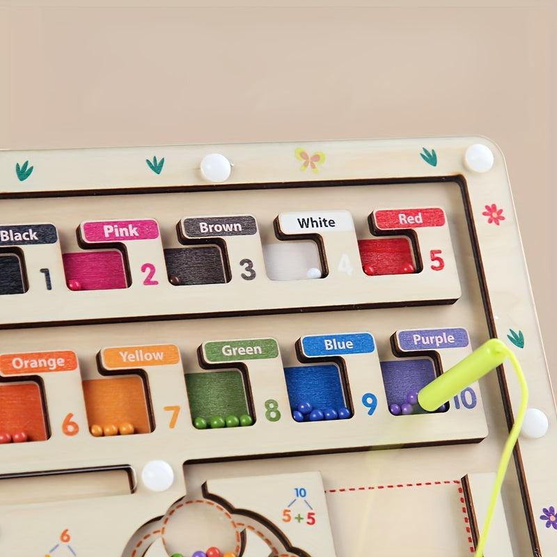 Montessori Magnetic Number Maze Wooden Magnet Puzzle Game Board
